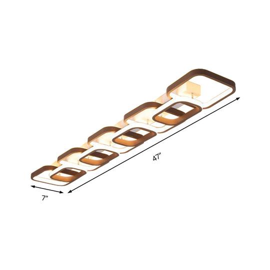 Simple Square Flush Mount Ceiling Lamp - Brown/Warm White 2/3/4 Heads Ideal For Hallways