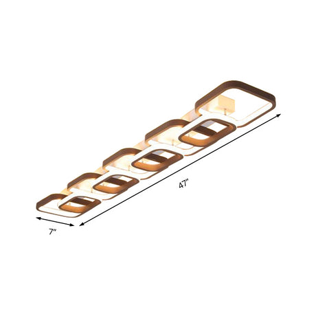 Simple Square Flush Mount Ceiling Lamp - Brown/Warm White 2/3/4 Heads Ideal For Hallways