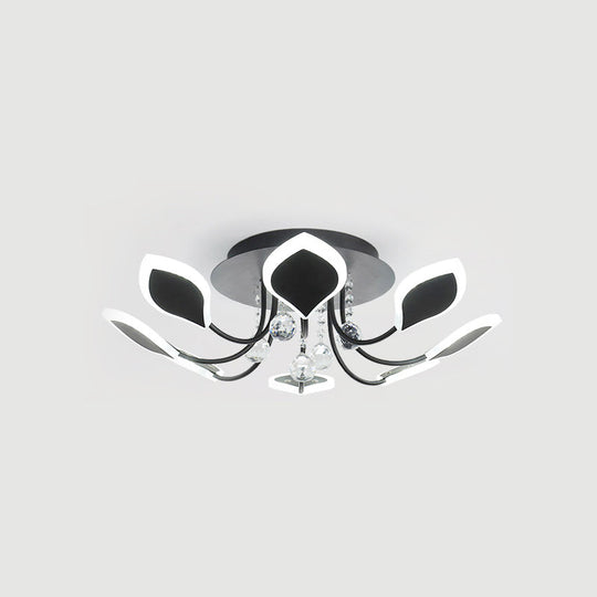 Leaf Acrylic Shade Sputnik Flush Mount Ceiling Light - Modern 8/10/12 Lights White/Black Bedroom