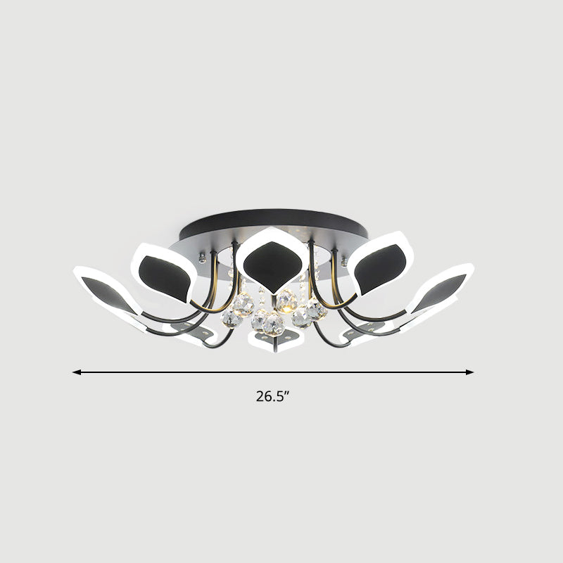 Leaf Acrylic Shade Sputnik Flush Mount Ceiling Light - Modern 8/10/12 Lights White/Black Bedroom