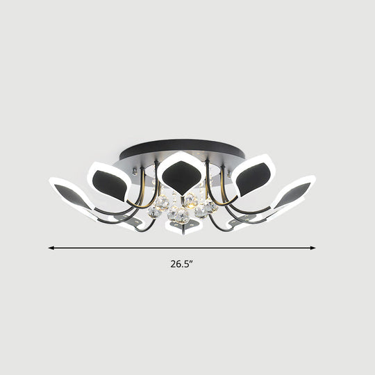 Leaf Acrylic Shade Sputnik Flush Mount Ceiling Light - Modern 8/10/12 Lights White/Black Bedroom