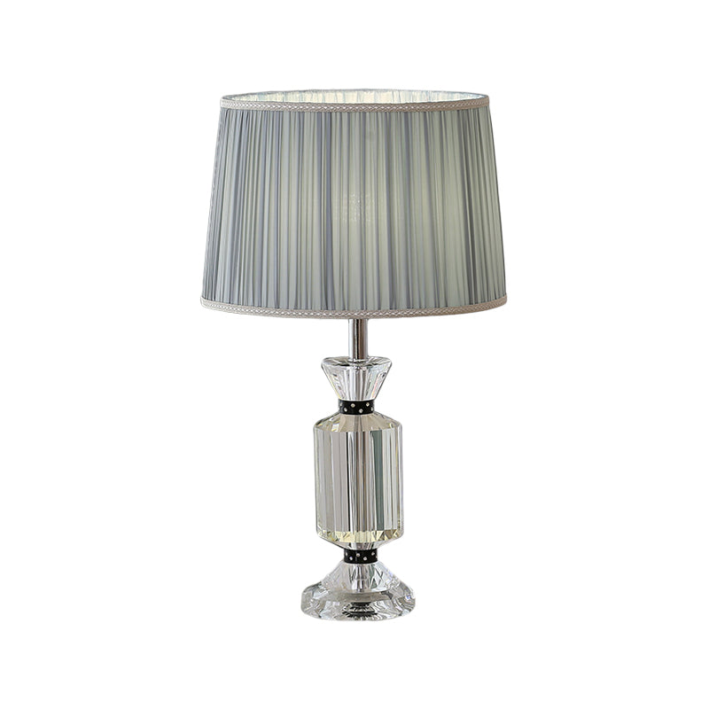 Valeria - Rural Style Fabric Shade Night Table Lamp In White/Blue
