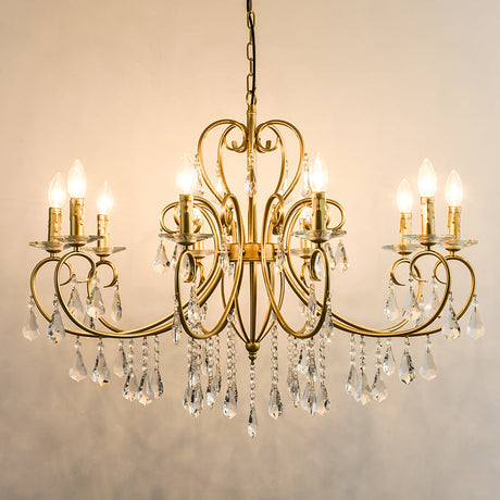 Modern Clear Crystal Suspension Pendant With 8/10 Lights - Gold Chandelier Lighting