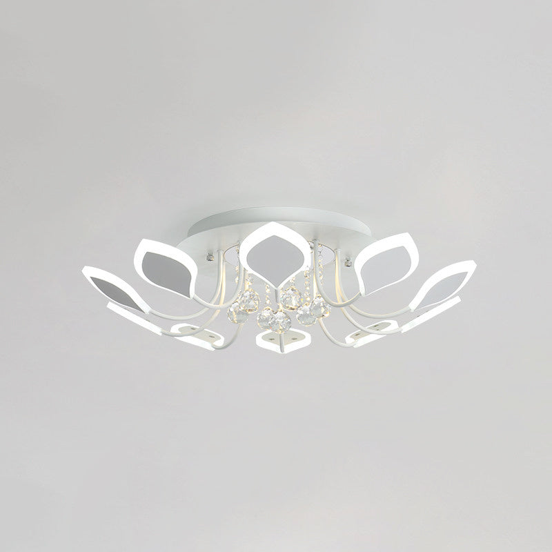 Leaf Acrylic Shade Sputnik Flush Mount Ceiling Light - Modern 8/10/12 Lights White/Black Bedroom