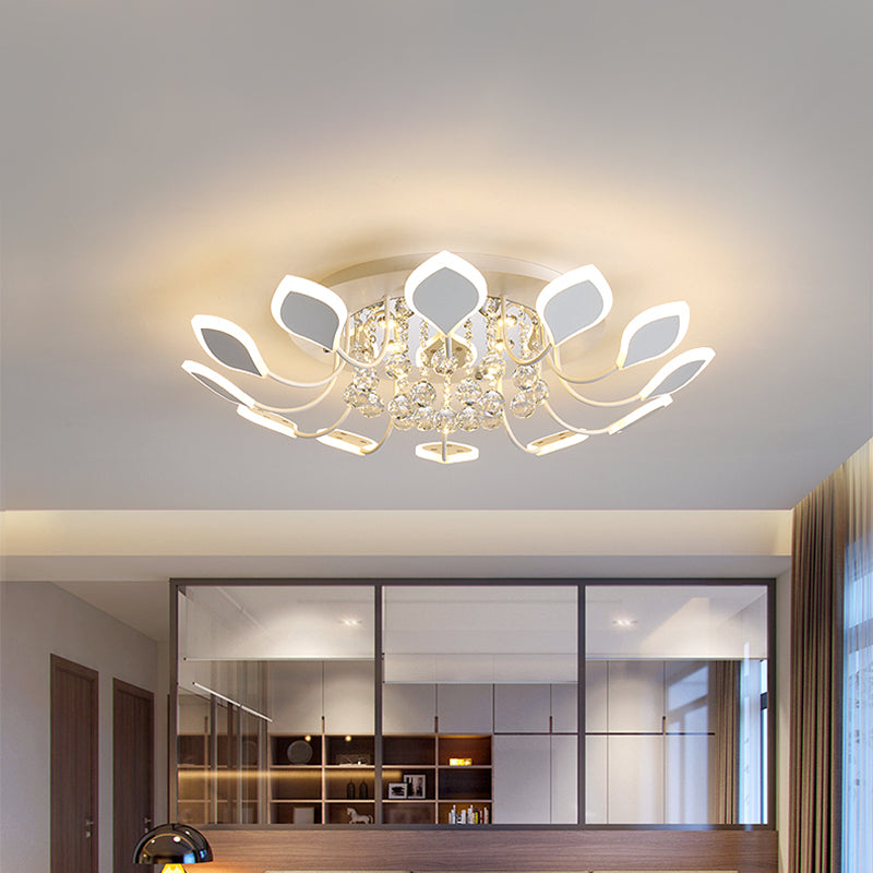 Leaf Acrylic Shade Sputnik Flush Mount Ceiling Light - Modern 8/10/12 Lights White/Black Bedroom