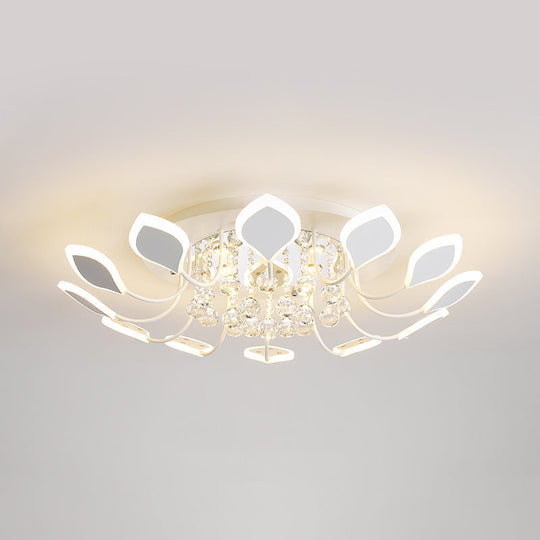 Leaf Acrylic Shade Sputnik Flush Mount Ceiling Light - Modern 8/10/12 Lights White/Black Bedroom