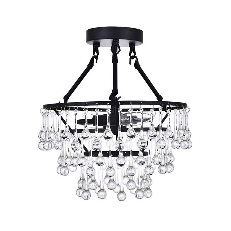 Black Crystal 2 - Light Semi Flush Chandelier With Contemporary Design
