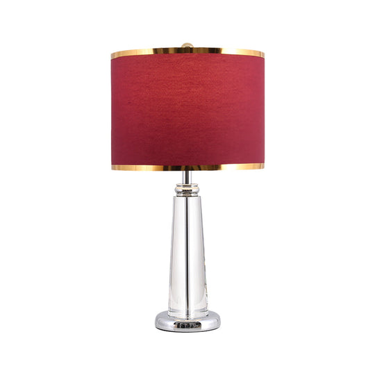 Zoe - Burgundy Circular Nightstand Lamp With Crystal Lamp-Post