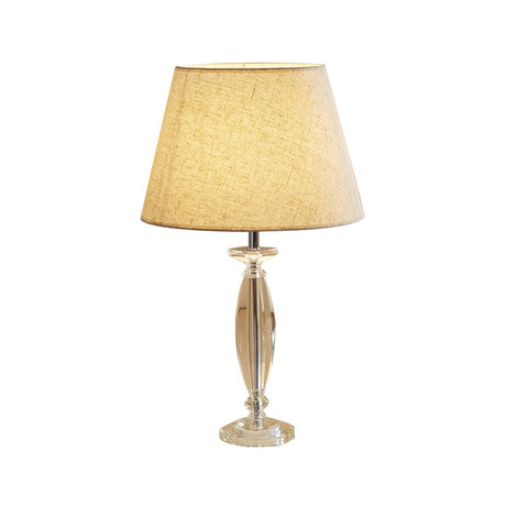 Fabric Shade Table Lamp With Crystal Base - Traditional White/Flaxen/Coffee Ideal For Study Room