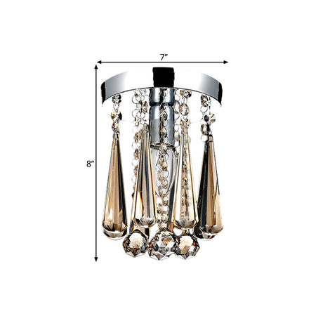 Modern Round Canopy Crystal Flush Mount Ceiling Lamp