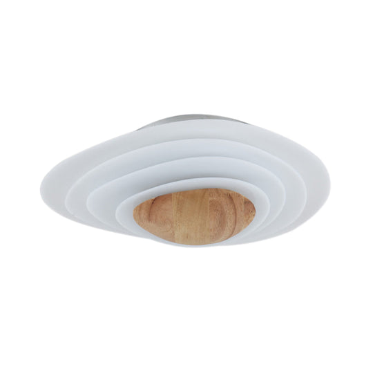 Nordic Planet Flush Mount Acrylic White Led Ceiling Fixture For Bedroom In Warm/White 18/23.5 Wide