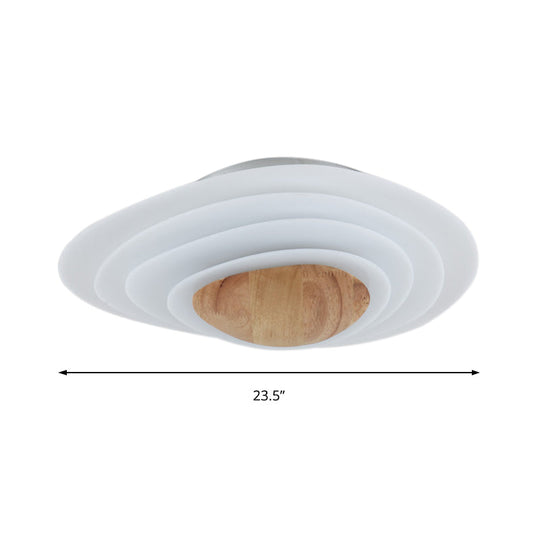Nordic Planet Flush Mount Acrylic White Led Ceiling Fixture For Bedroom In Warm/White 18/23.5 Wide