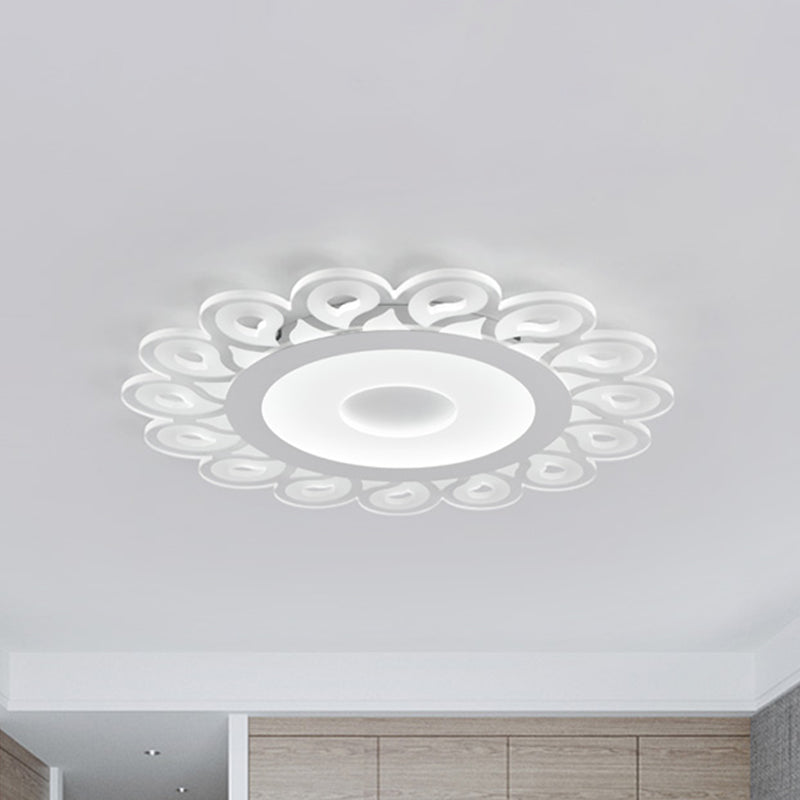 Contemporary Acrylic Circular Ceiling Light With Drop Pattern Led Flush Mount For Living Room White