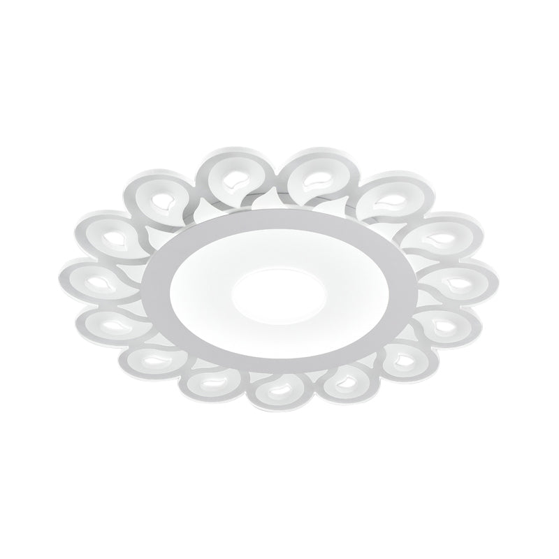 Contemporary Acrylic Circular Ceiling Light With Drop Pattern Led Flush Mount For Living Room White