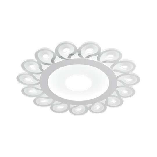 Contemporary Acrylic Circular Ceiling Light With Drop Pattern Led Flush Mount For Living Room White