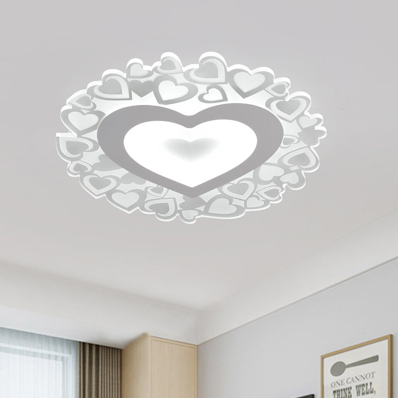 White Heart Shaped Led Flush Mount Ceiling Light For Bedroom 18’/23.5’ Dia