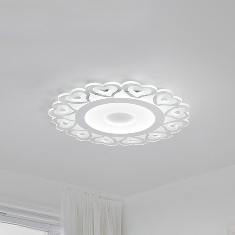 Ultra Thin Heart Pattern Led Ceiling Light - Simple Acrylic Flush Mount White 16’/19.5’/23.5’ Dia