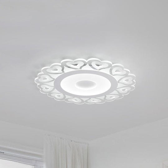 Ultra Thin Heart Pattern Led Ceiling Light - Simple Acrylic Flush Mount White 16/19.5/23.5 Dia