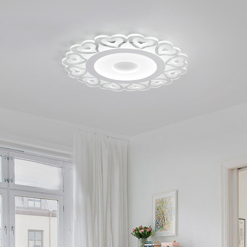 Ultra Thin Heart Pattern Led Ceiling Light - Simple Acrylic Flush Mount White 16/19.5/23.5 Dia