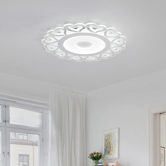 Ultra Thin Heart Pattern Led Ceiling Light - Simple Acrylic Flush Mount White 16/19.5/23.5 Dia