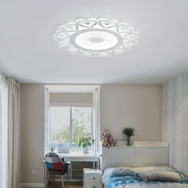 Ultra Thin Heart Pattern Led Ceiling Light - Simple Acrylic Flush Mount White 16/19.5/23.5 Dia