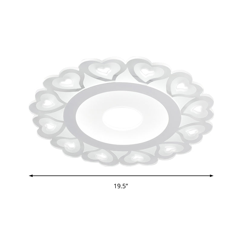 Ultra Thin Heart Pattern Led Ceiling Light - Simple Acrylic Flush Mount White 16/19.5/23.5 Dia