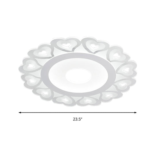 Ultra Thin Heart Pattern Led Ceiling Light - Simple Acrylic Flush Mount White 16/19.5/23.5 Dia