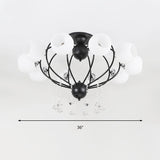 Crystal Drop Globe Ceiling Light Fixture With Rustic Metal And Multiple Heads For Living Room