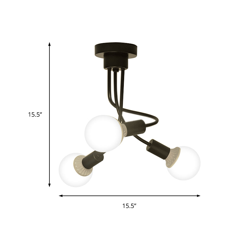 Modern Black Curved Metal Arms Ceiling Light Fixture - Simple Yet Elegant Chandelier With 3/5