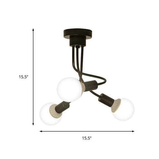 Modern Black Curved Metal Arms Ceiling Light Fixture - Simple Yet Elegant Chandelier With 3/5