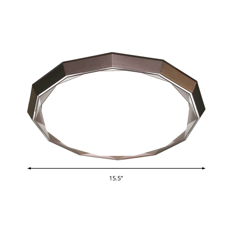Flush Led Bedroom Ceiling Mount Light With Acrylic Frosted Diffuser - Brown 16’/19.5’ Dia