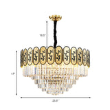 Modern Round Chandelier With Flower Pattern Crystal And Metal Hanging Light For Bedroom - Brass