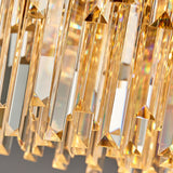 Modern Round Chandelier With Flower Pattern In Brass For Bedroom - Crystal And Metal Hanging Light