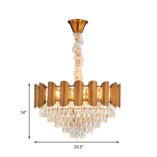 Modern Brass Pendant Lamp - Multi-Light Chandelier With Faceted Crystal