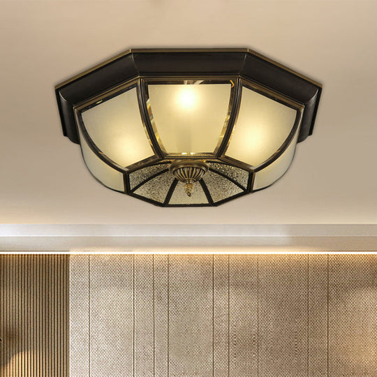 Frosted Glass Vintage Ceiling Fixture With 3/4 - Bulb Black Flush Mount 14’/18’ Width / 14’