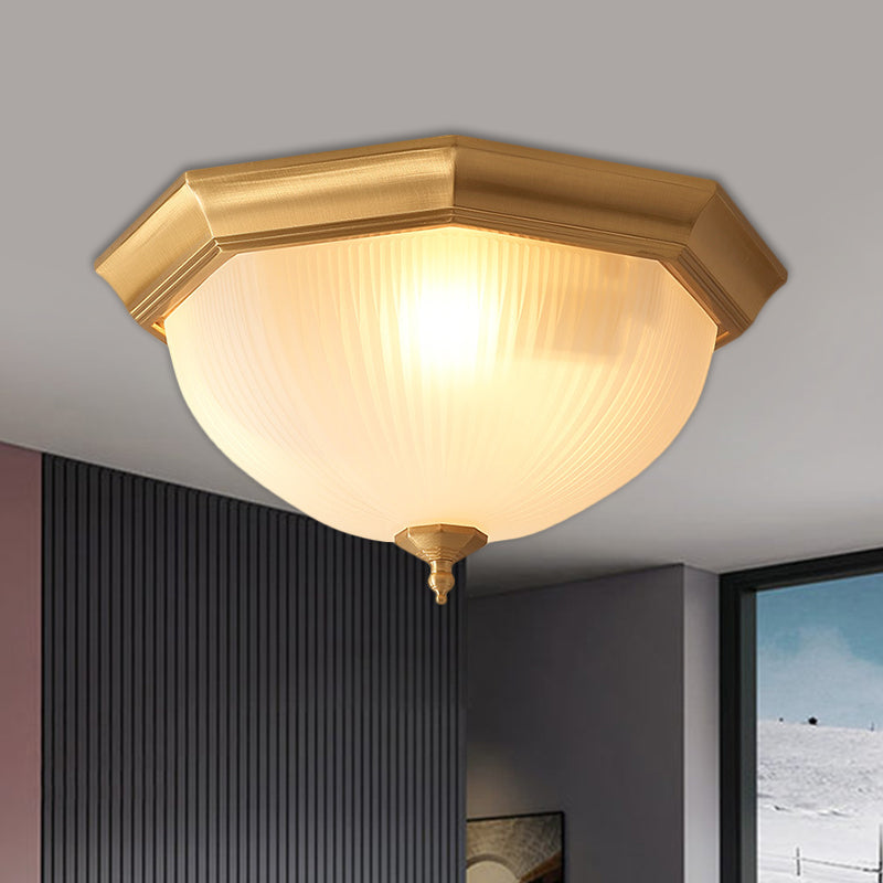 Ridged Dome Flush Mount Ceiling Fixture In Cottage Cream Glass - 12.5’/15’ Wide 2/3 - Head