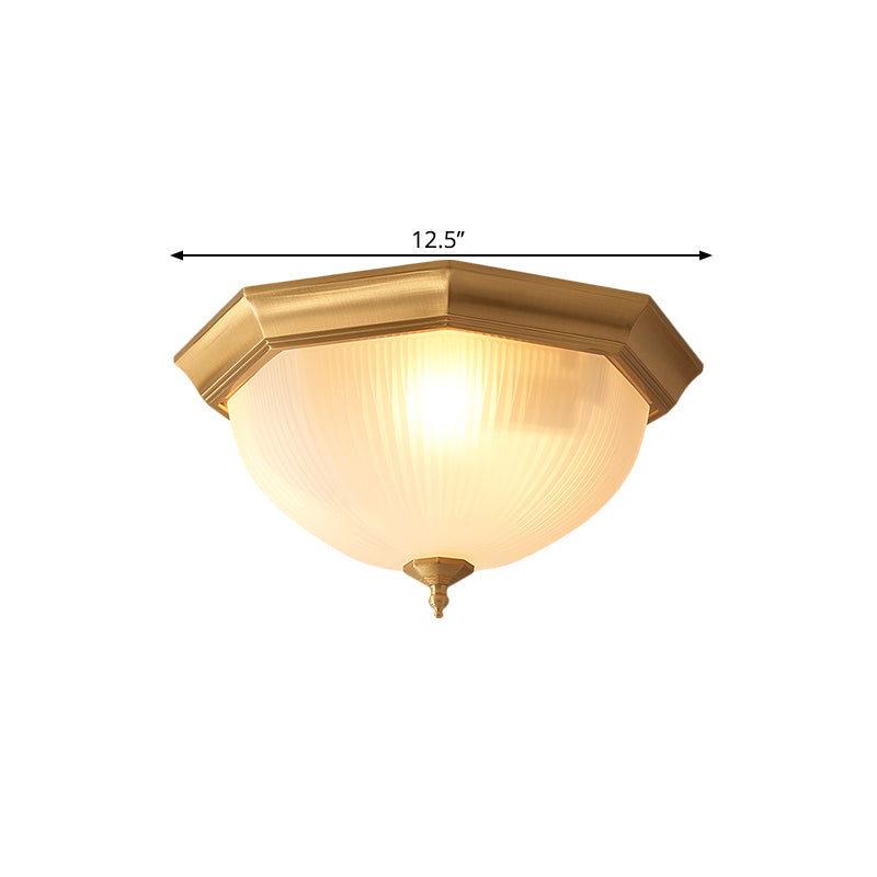 Ridged Dome Flush Mount Ceiling Fixture In Cottage Cream Glass - 12.5’/15’ Wide 2/3 - Head