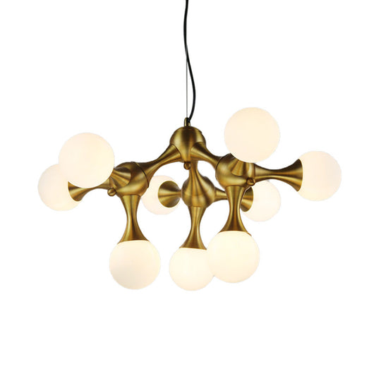 Modern Metal Starburst Chandelier With Glass Globe Shade - Available In 5/9/15 Lights