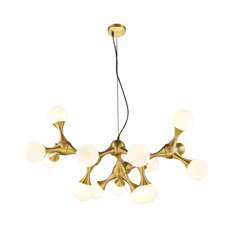Modern Metal Starburst Chandelier With Glass Globe Shade - Available In 5/9/15 Lights
