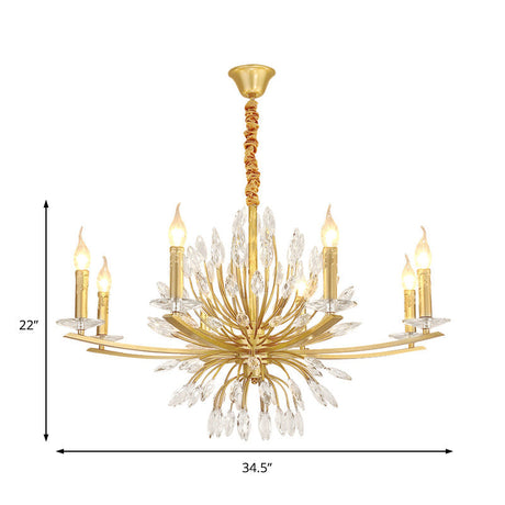 Vintage Brass Chandelier With Crystal Decor Open Bulbs And Multiple Head Options