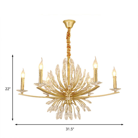 Vintage Brass Chandelier With Crystal Decor Open Bulbs And Multiple Head Options