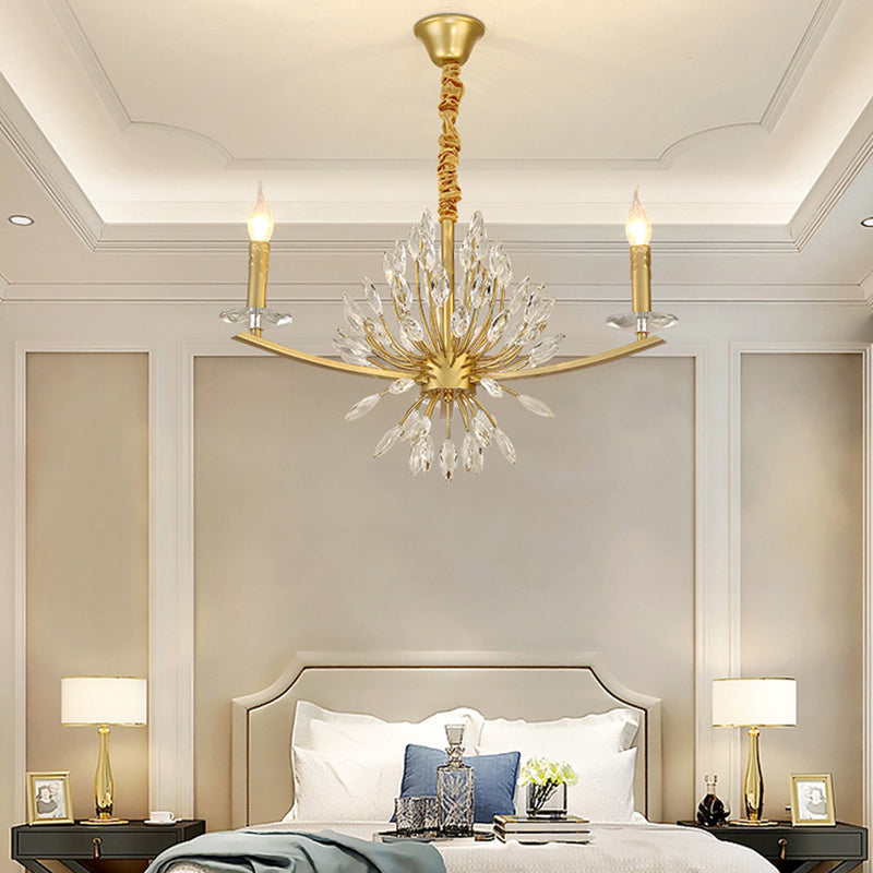 Vintage Brass Chandelier - Metal 3/6/8-Head Hanging Light Fixture With Crystal Decoration 3 /