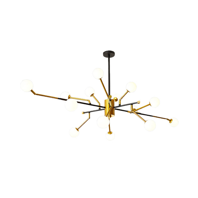 Sputnik Metal Chandelier Lighting With Brass Finish Contemporary Multi-Light Pendant In Gold