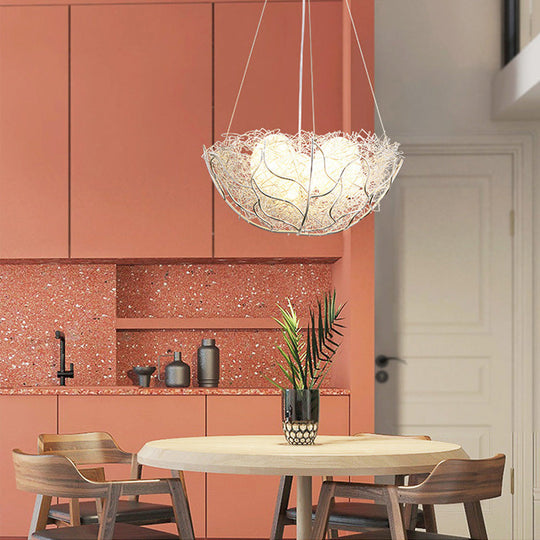 Contemporary Metal Chandelier Lighting With Glass Ball Shade - 2 Lights Silver Finish 16’/19.5’