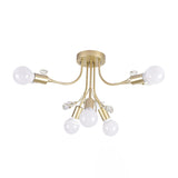 Black/White/Gold Metal Curved Arms Semi Flush Mount Light - Nordic Style 6/9 Lights Bedroom Ceiling