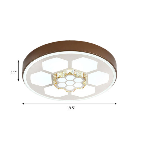 Modern Acrylic Ceiling Mount Light In White With Multi-Color Led Lighting And Crystal Accent