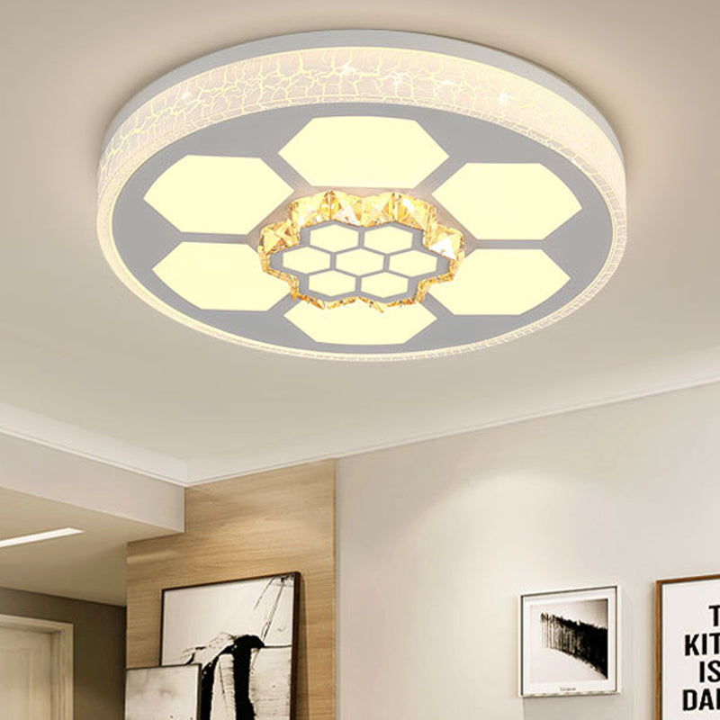 Modern Acrylic Ceiling Mount Light In White With Multi-Color Led Lighting And Crystal Accent / 3
