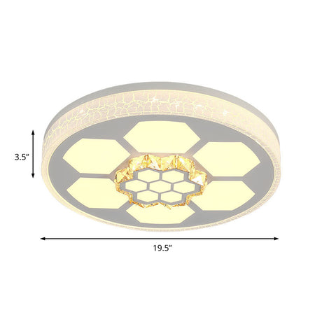 Modern Acrylic Ceiling Mount Light In White With Multi-Color Led Lighting And Crystal Accent
