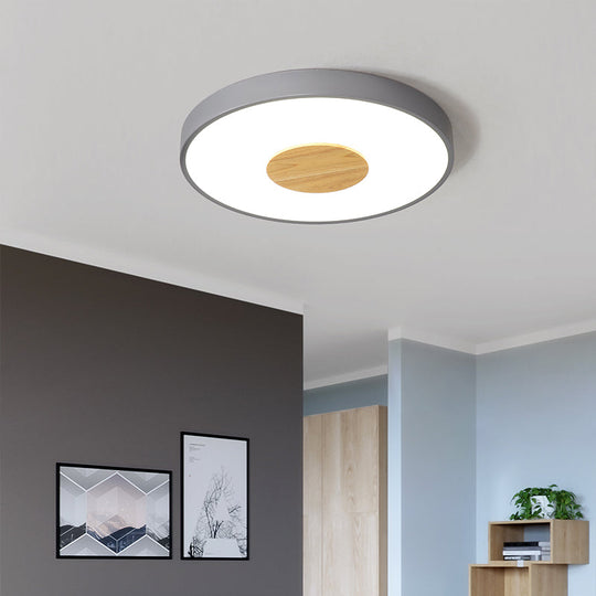 Nordic Metal Led Ceiling Light - Circular Flush Mount With Acrylic Diffuser 12’/16’/19.5’
