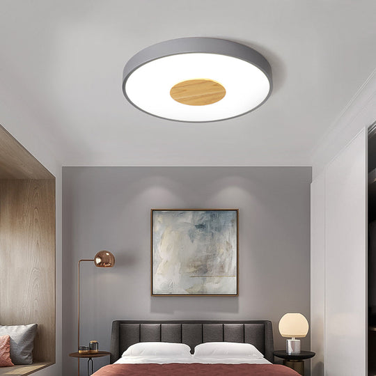 Nordic Metal Led Ceiling Light - Circular Flush Mount With Acrylic Diffuser 12’/16’/19.5’